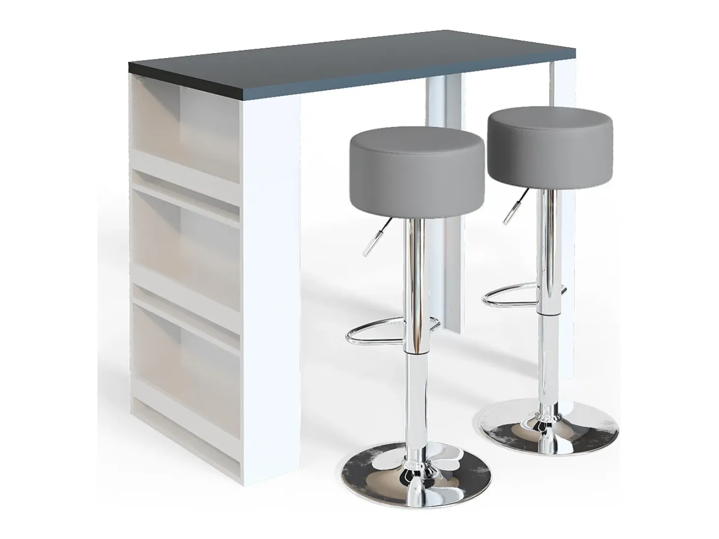 Set de mesa de bar blanco/gris 57x117x106
