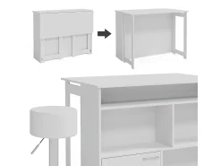 Set de mesa de bar blanco 116x37x90.5 dominic