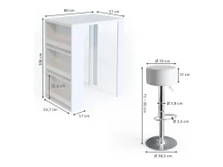 Set de mesa de bar blanco 57x80x106