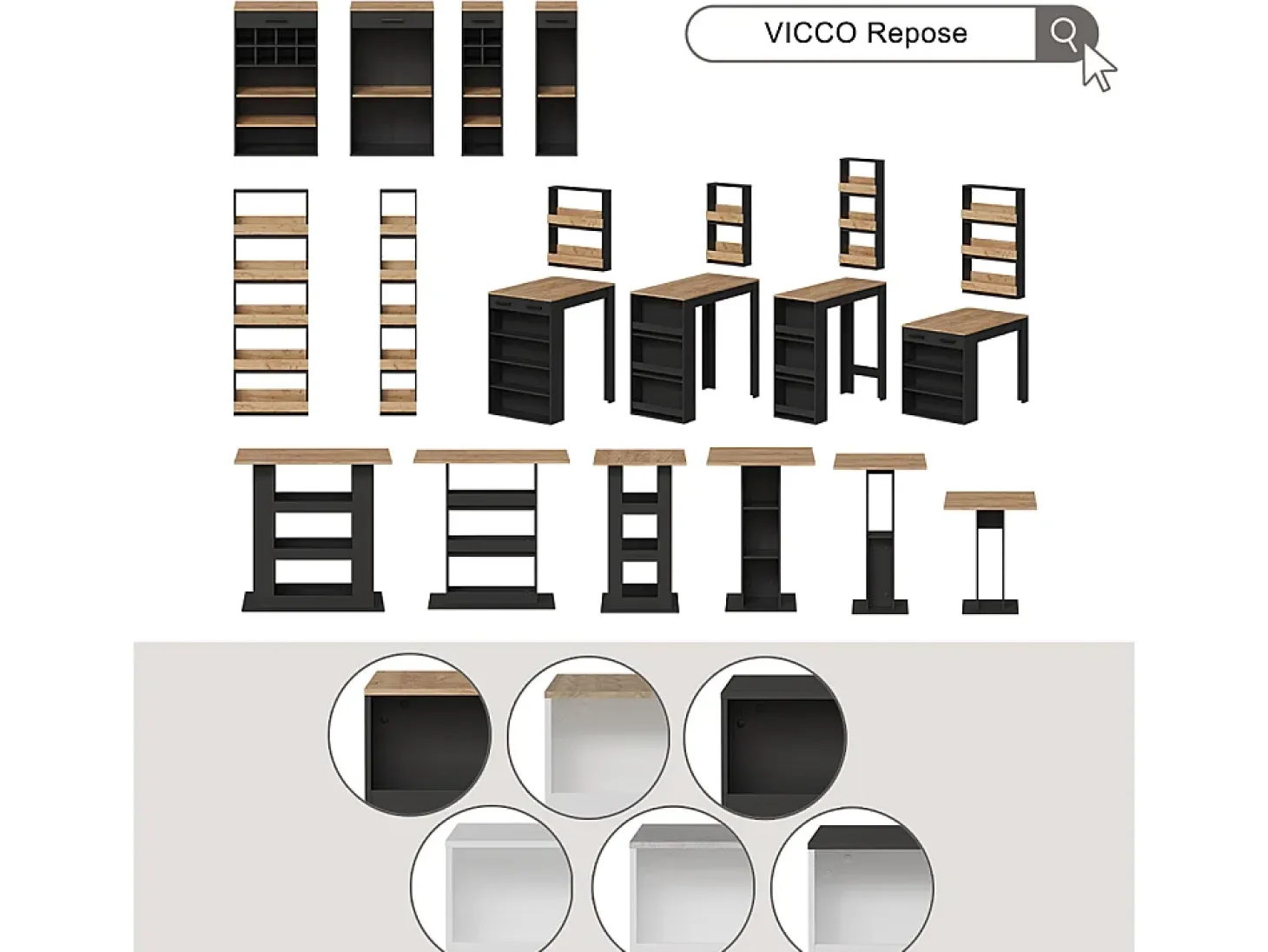 Set de mesa de bar blanco/antracita 45x110x106 repose