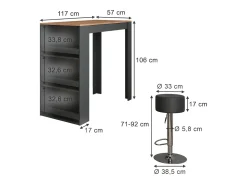 Set de mesa de bar oro power roble/antracita 57x117x106 repose