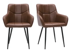Set de 2 sillas de diseño acolchadas de poliuretano marrón y metal negro MONTERO