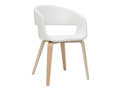 Set de 2 sillas de diseño de poliuretano blanco con patas de madera clara SLAM