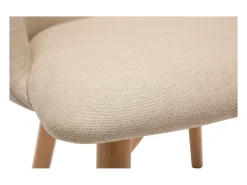 Set de 2 sillas nórdicas de tela efecto aterciopelado beige y haya maciza VANITY