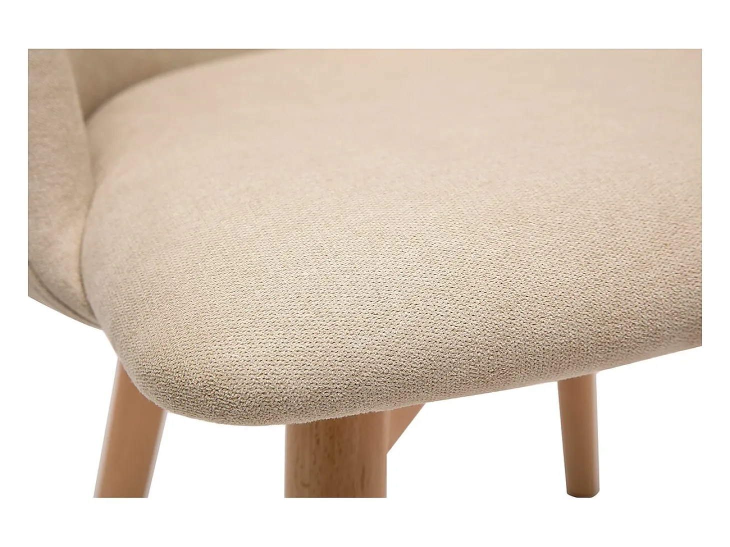 Set de 2 sillas nórdicas de tela efecto aterciopelado beige y haya maciza VANITY
