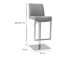 Set de 2 taburetes de cocina regulables grises con acero cromado KYLE
