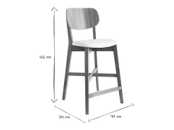Set de 2 taburetes de cocina de madera de roble y blanco 65 cm LUCIA