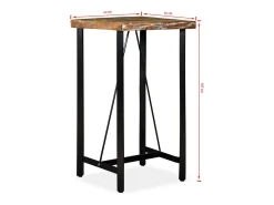 Set muebles de bar 3 piezas madera maciza reciclada