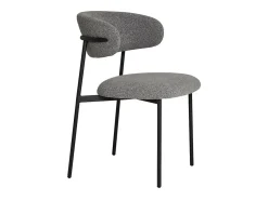 Set van 2 KORA stoelen – Bouclette stof en zwarte metalen poten-Color Gris