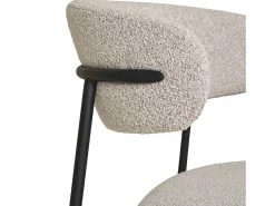 Set van 2 KORA stoelen – Bouclette stof en zwarte metalen poten-Color Gris