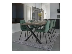 Set van 2 MODA eetkamerstoelen – Gecapitonneerd fluweel en zwarte stalen poten-Color Verde