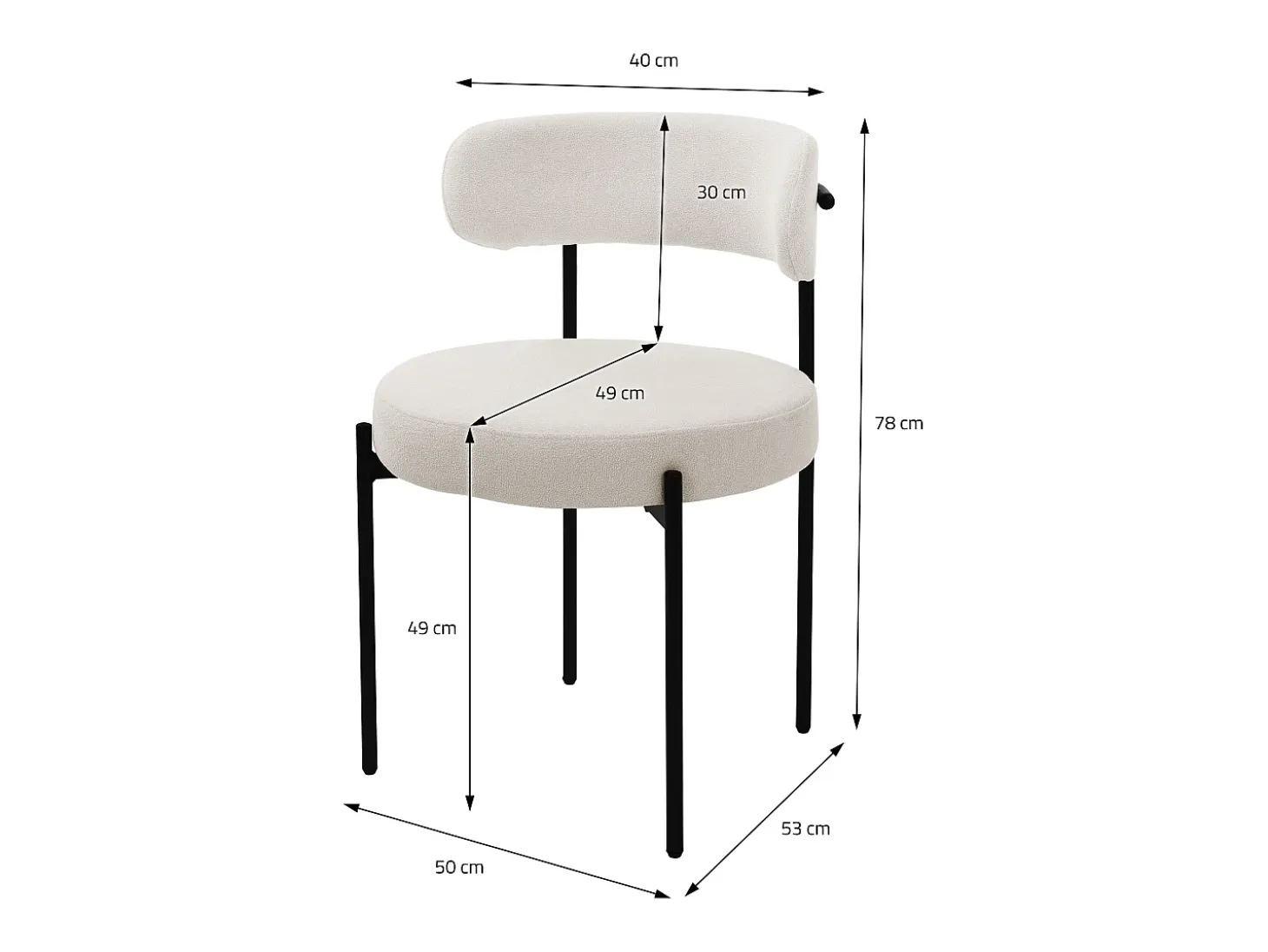 Set 2x sillas de comedor tejido teddy blanco de terciopelo ergonómico moderno