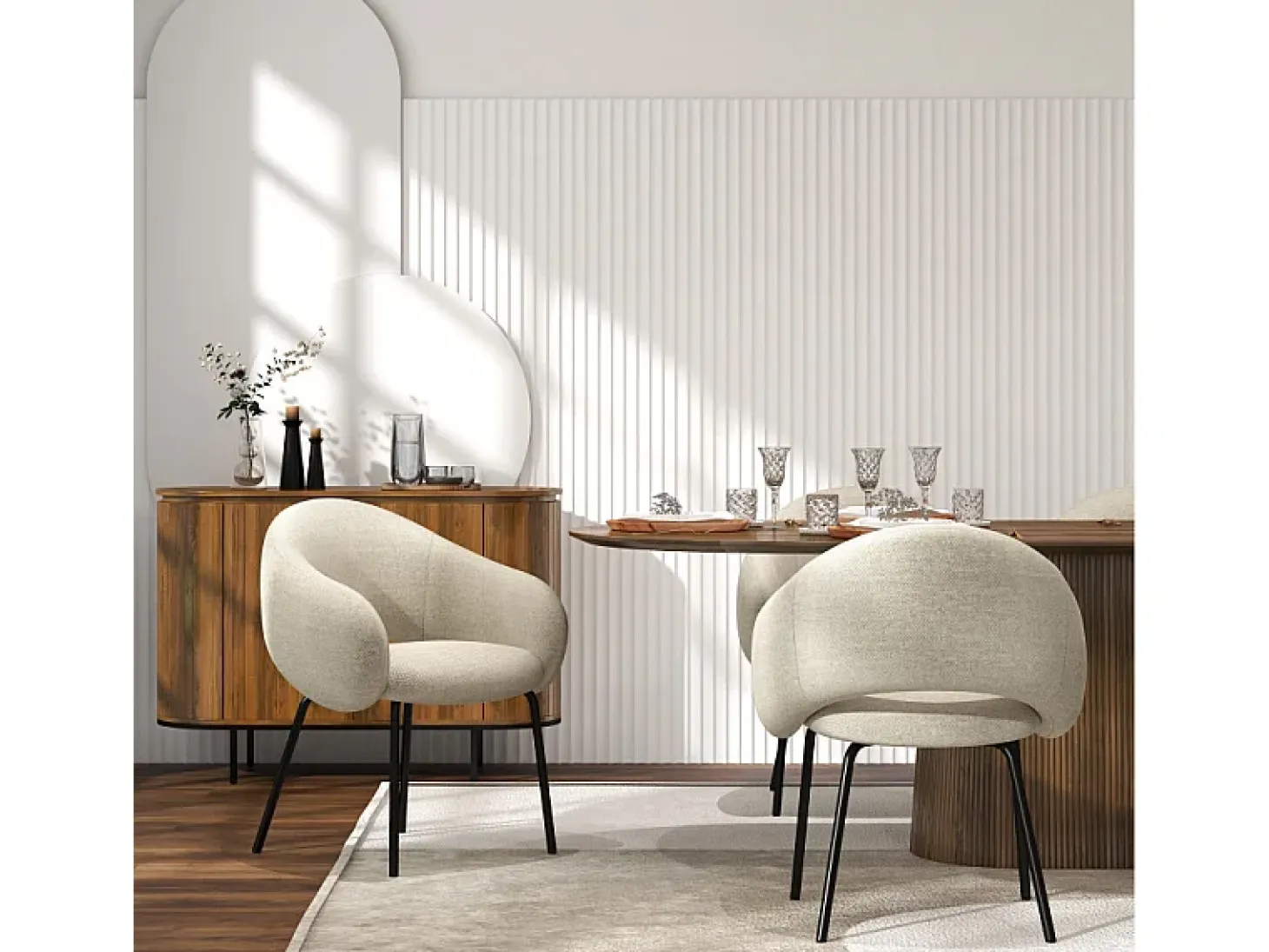 SHARP-Silla de comedor de tela luxury beige (x2)