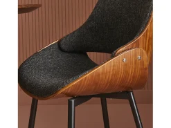 Silla acabado nogal con asiento de tela gris - Mannix
