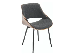Silla acabado nogal con asiento de tela gris - Mannix