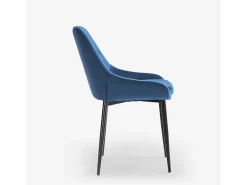 Silla acolchada moderna de terciopelo para cocina y salón-comedor Jarva - Azul