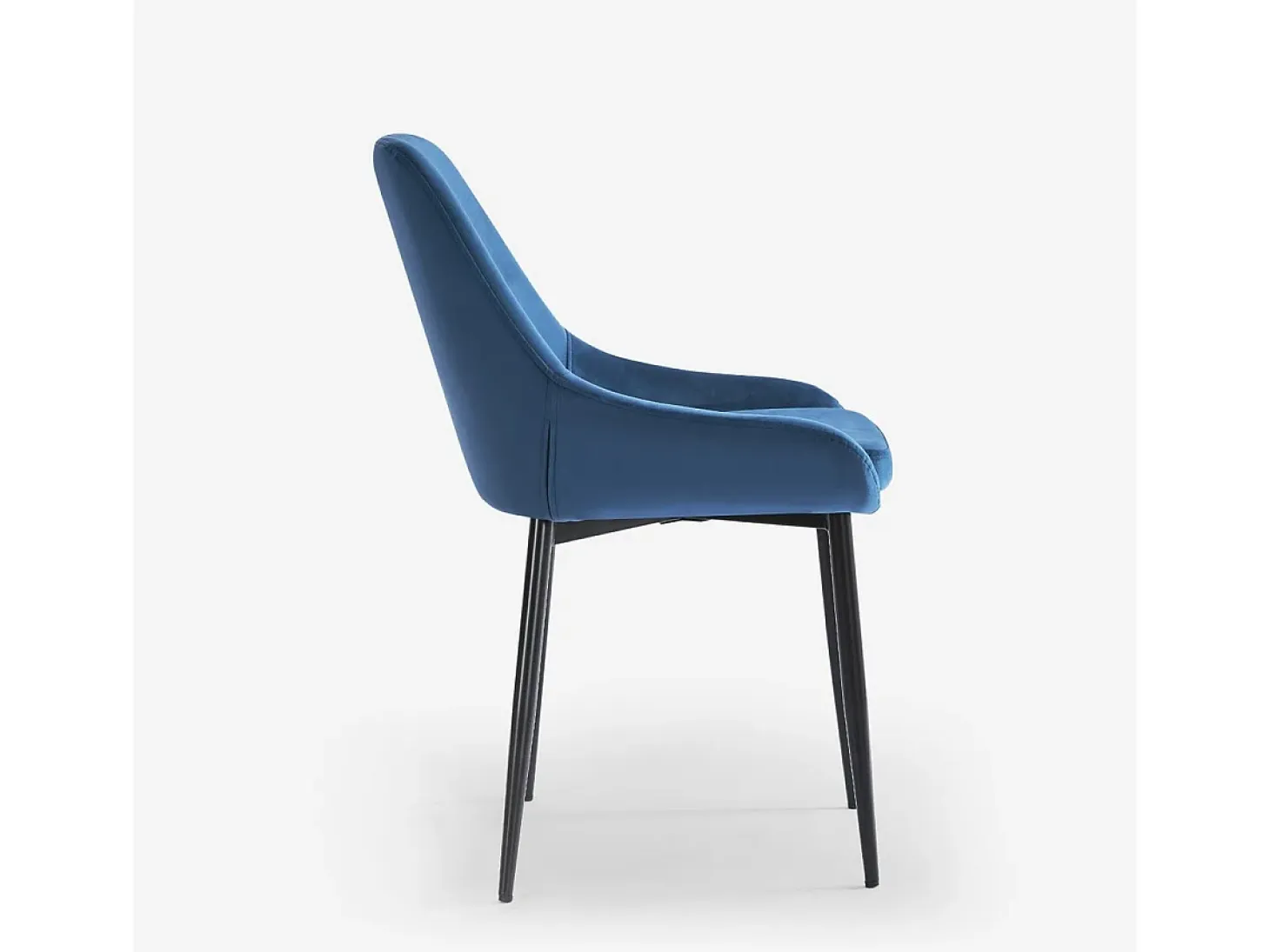 Silla acolchada moderna de terciopelo para cocina y salón-comedor Jarva - Azul
