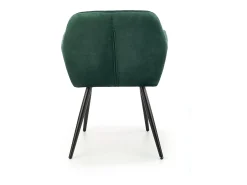 Silla AMY de terciopelo verde con cojín de asiento y patas de metal negro