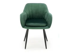 Silla AMY de terciopelo verde con cojín de asiento y patas de metal negro