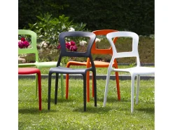 Silla apilable de diseño moderno para cocina, bar y restaurante Scab Pepper - Naranja