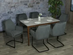 Silla basculante MCW-G67 (juego de 6), gris oscuro