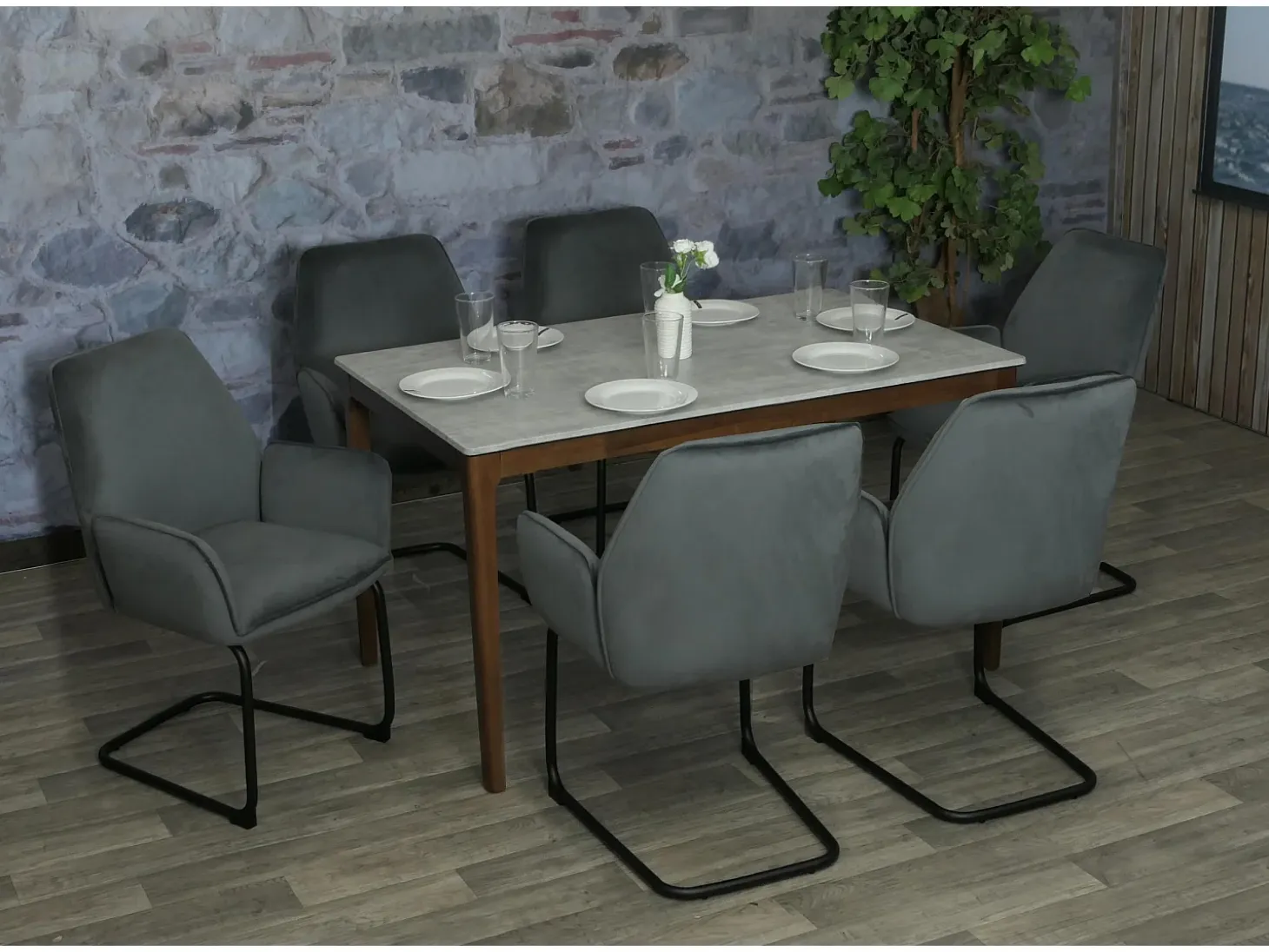 Silla basculante MCW-G67 (juego de 6), gris oscuro