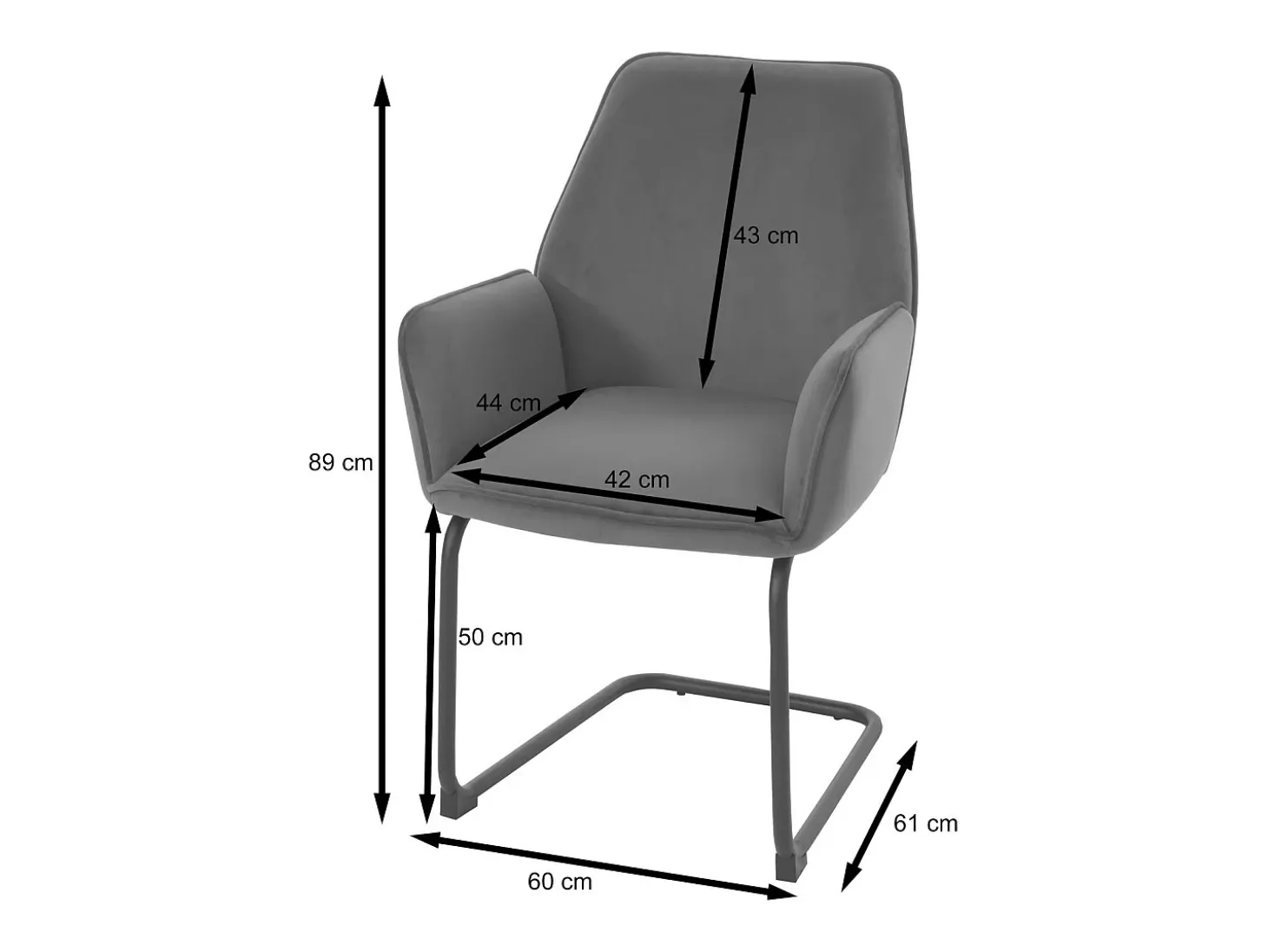 Silla basculante MCW-G67 (juego de 6), gris oscuro