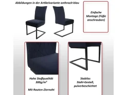 Silla basculante MCW-L15 (juego de 2), azul antracita