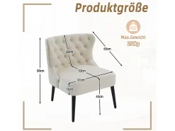 Silla beige - Silla con acabado remachado y patas de madera maciza - terciopelo