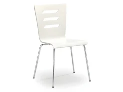 Silla blanca con finas patas de metal cromado RIGEL