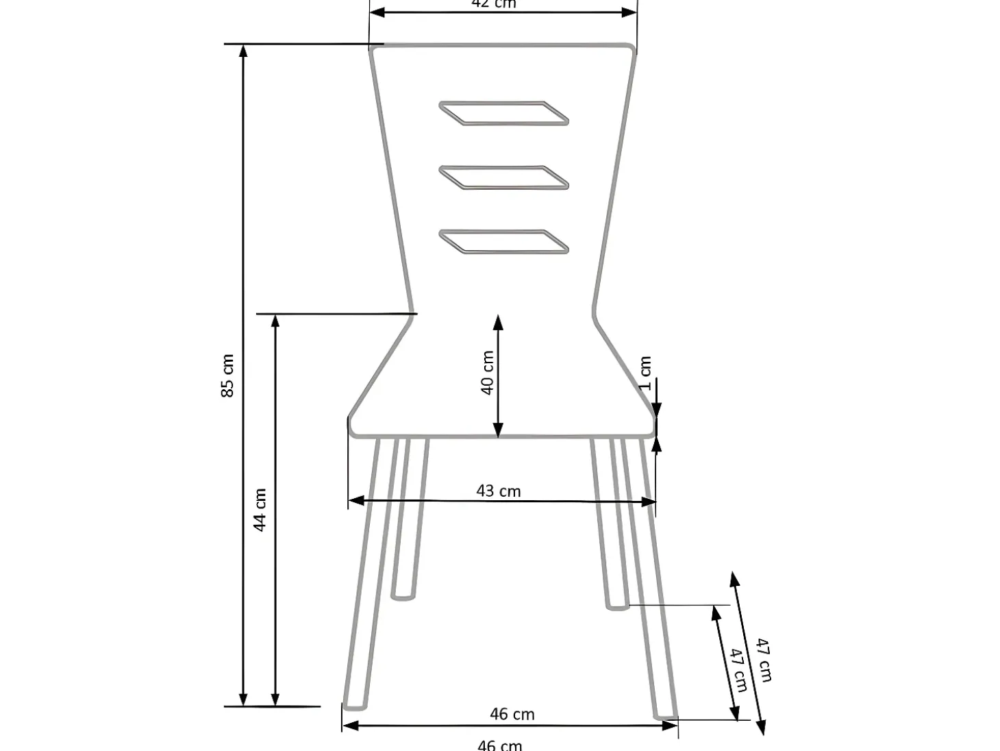 Silla blanca con finas patas de metal cromado RIGEL