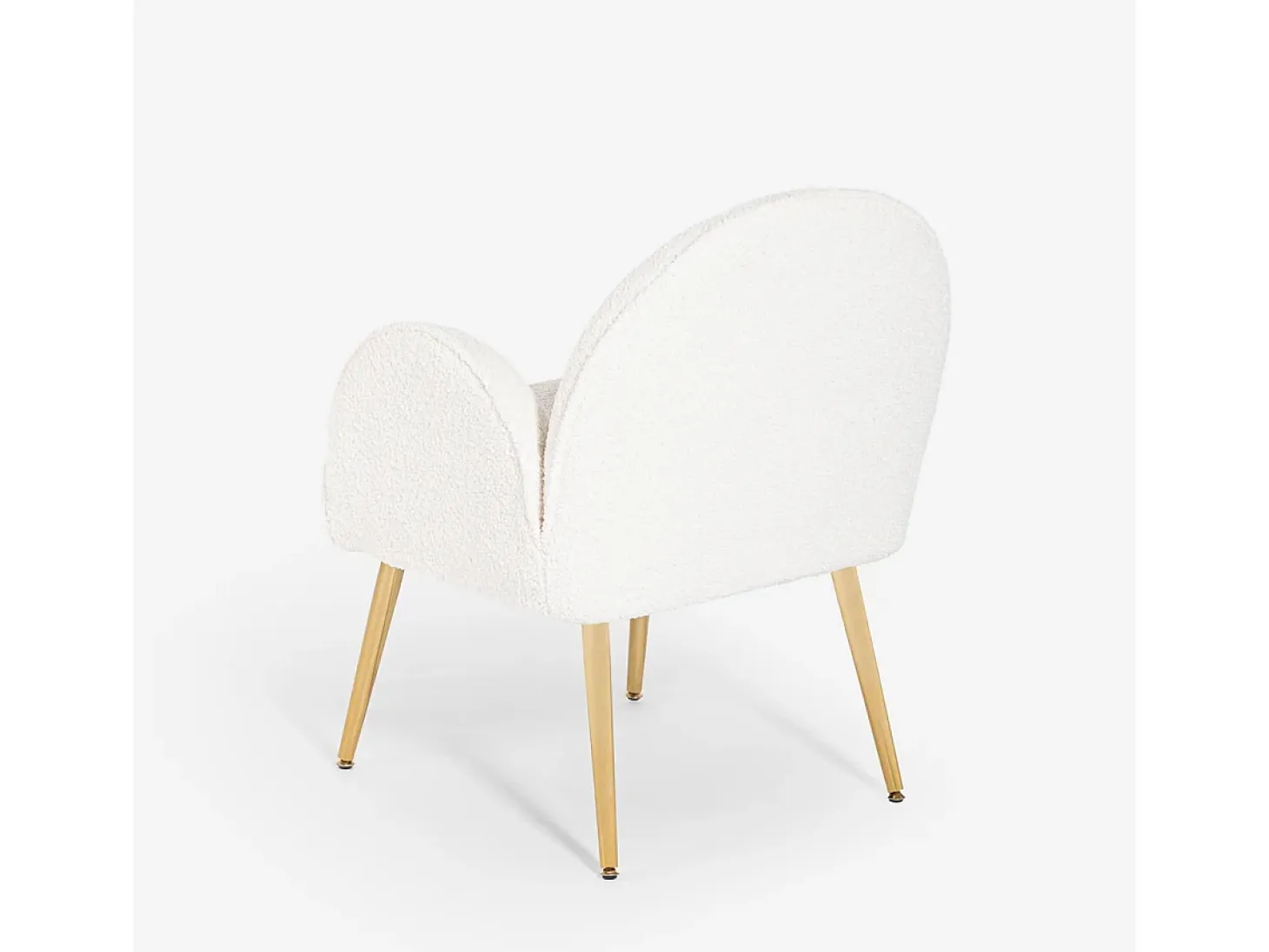 Silla butaca de tela de bouclé blanca y metal dorado para el salón Vivi