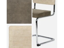 Silla cantilever con respaldo efecto ratán, set de 2 pardo