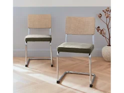 Silla cantilever con respaldo efecto ratán, set de 2 pardo