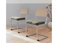 Silla cantilever con respaldo efecto ratán, set de 2 pardo