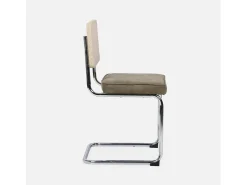 Silla cantilever con respaldo efecto ratán, set de 2 pardo