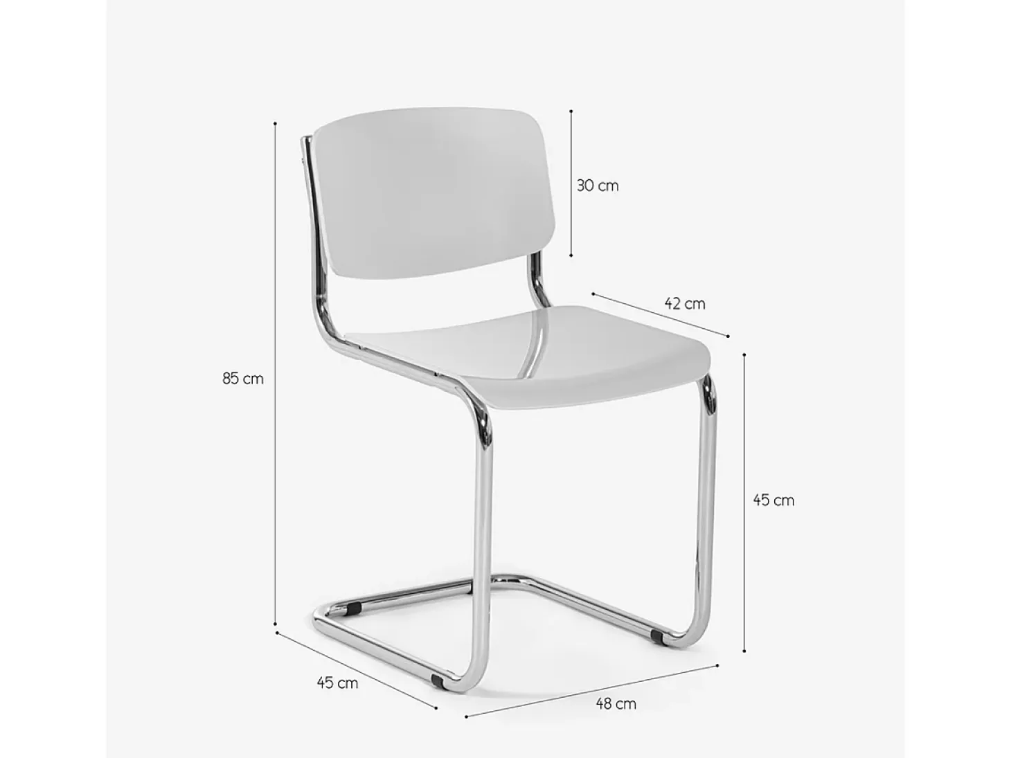 Silla cantilever para comedor, reuniones, oficina de diseño moderno Erys Light - Negro