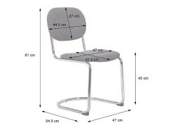 Silla cantilever redondeada de metal, polipiel y patas cromadas, set