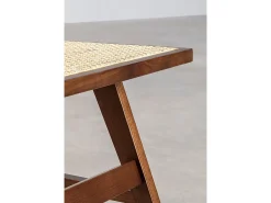 Silla Castle de madera maciza de caoba y tapizada en tela beige