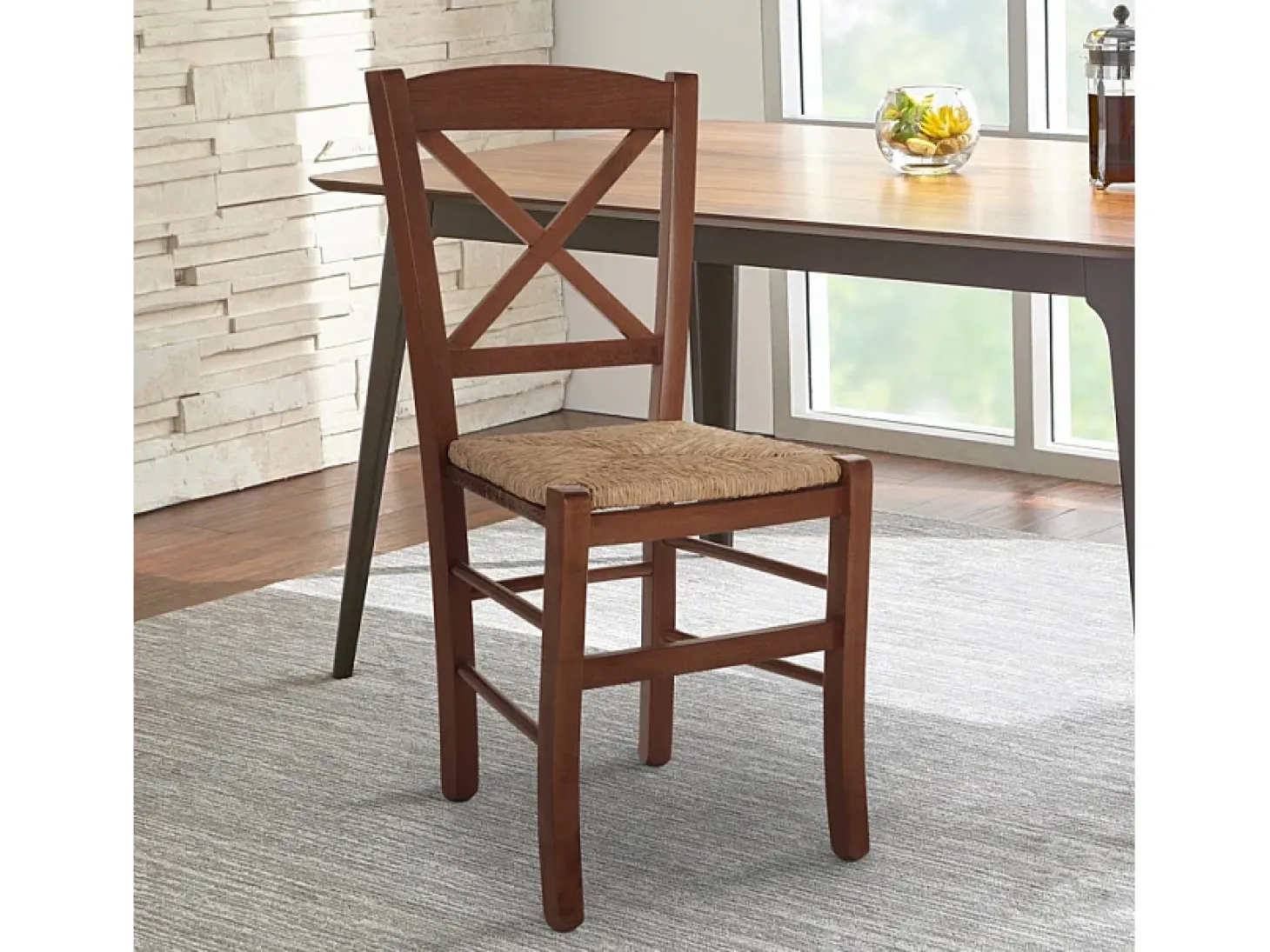 Silla clásica asiento paja comedor trattoria Venezia Croce Paglia