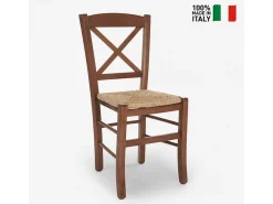 Silla clásica asiento paja comedor trattoria Venezia Croce Paglia