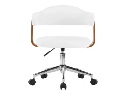 Silla comedor giratoria madera curvada cuero sintético blanco
