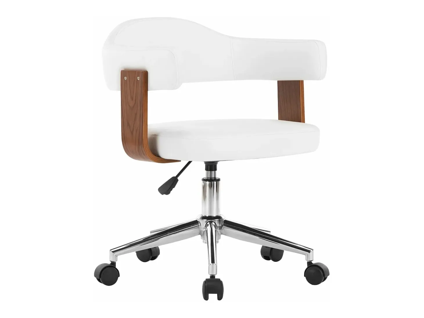 Silla comedor giratoria madera curvada cuero sintético blanco