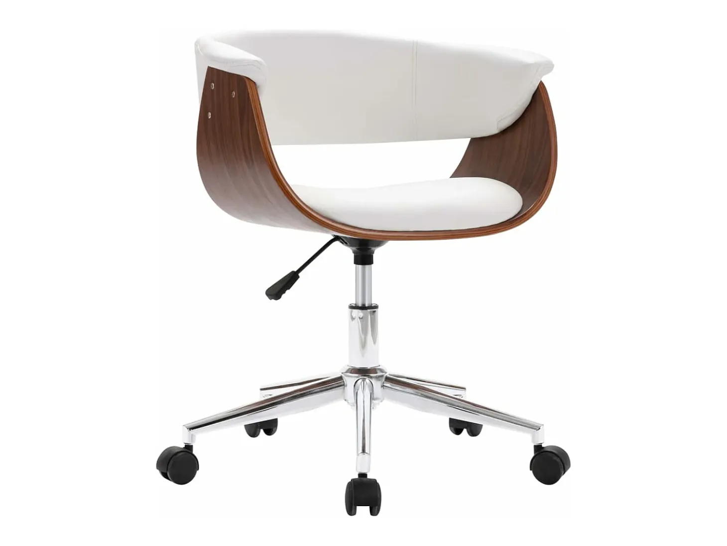 Silla comedor giratoria madera curvada cuero sintético blanco