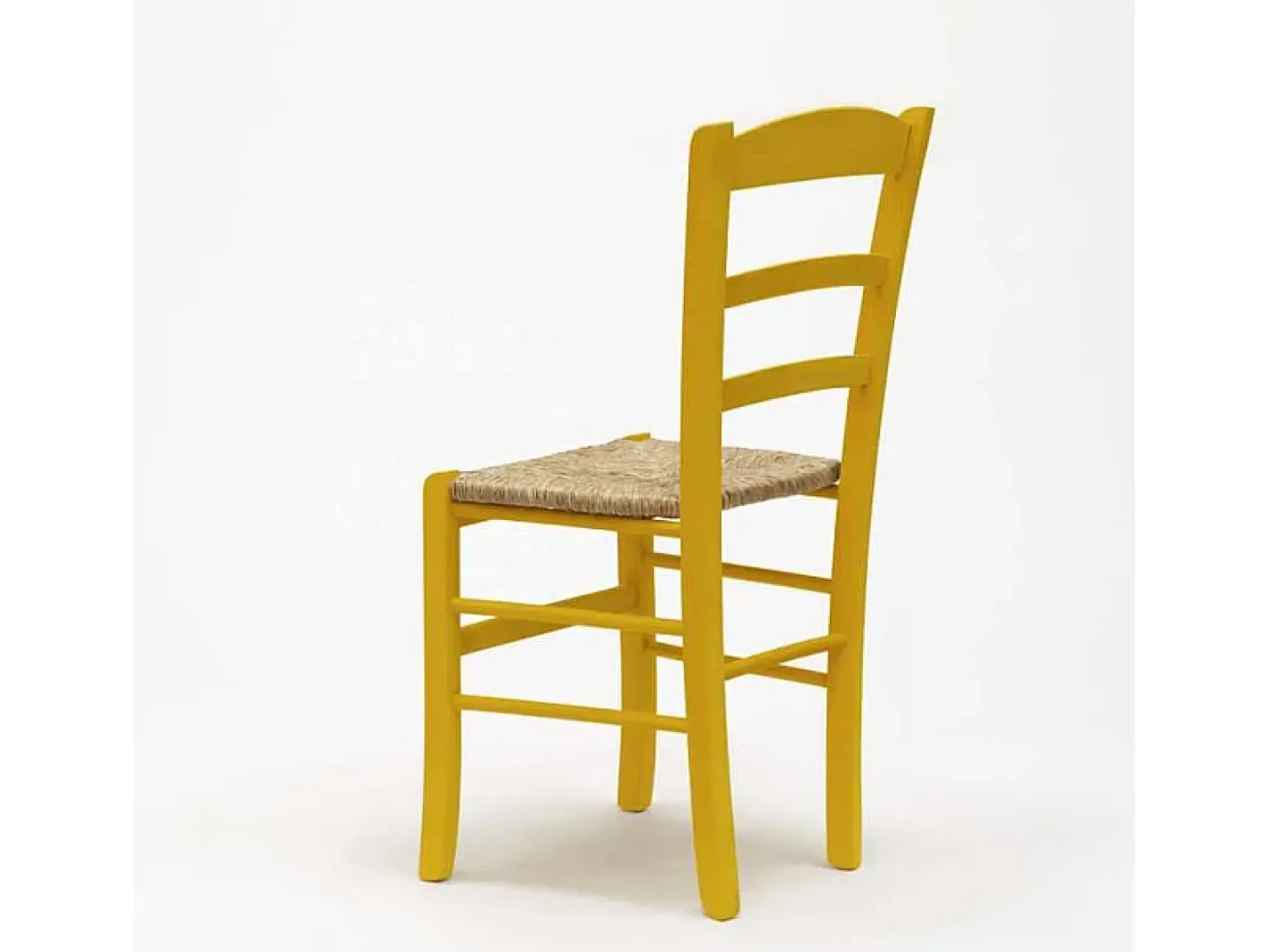Silla Comedor Rústica Madera Asiento Artesanal Para Cocina Bar y Taberna Paesana - Amarillo