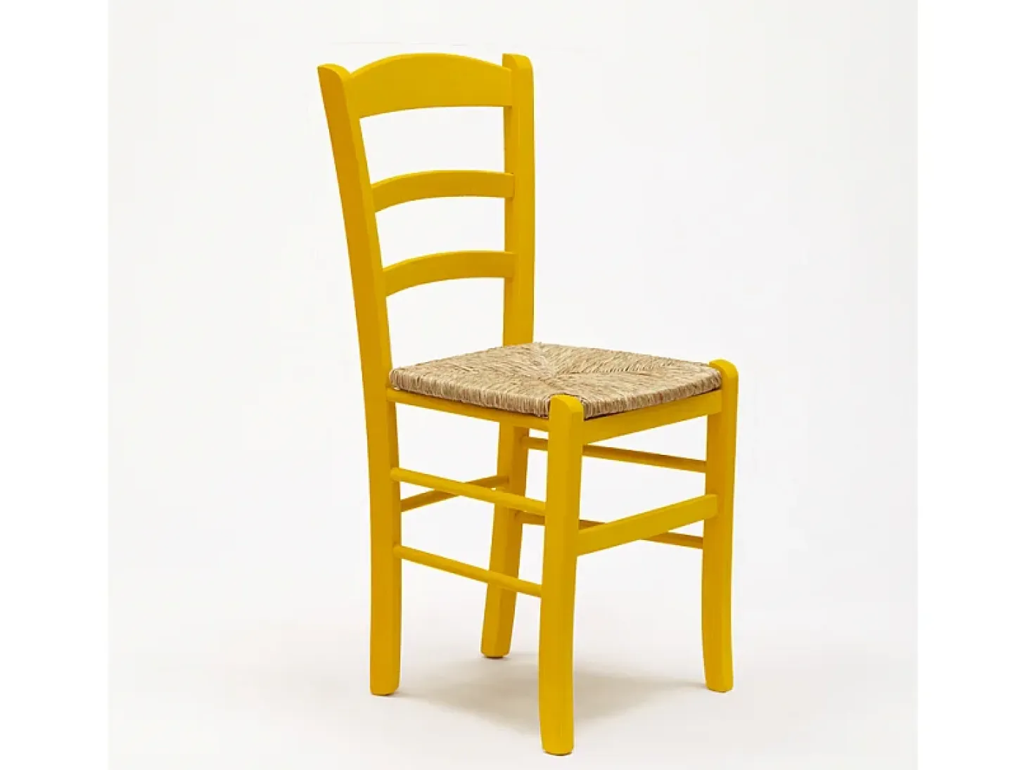Silla Comedor Rústica Madera Asiento Artesanal Para Cocina Bar y Taberna Paesana - Amarillo