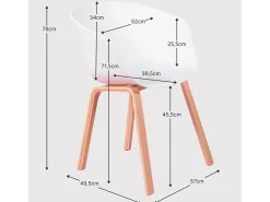 Silla con asiento de plástico y patas de madera de haya - Daxer - Blanco
