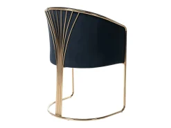 Silla con brazos de terciopelo y metal - Negro y dorado - JOSETHE