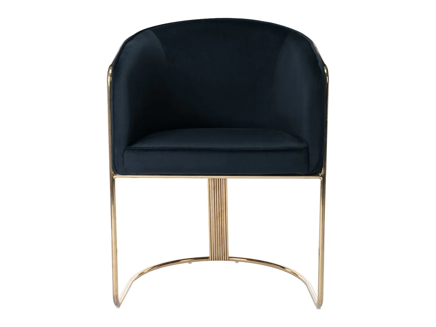 Silla con brazos de terciopelo y metal - Negro y dorado - JOSETHE