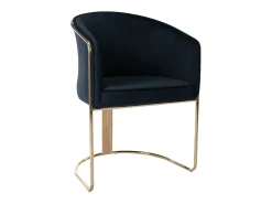 Silla con brazos de terciopelo y metal - Negro y dorado - JOSETHE